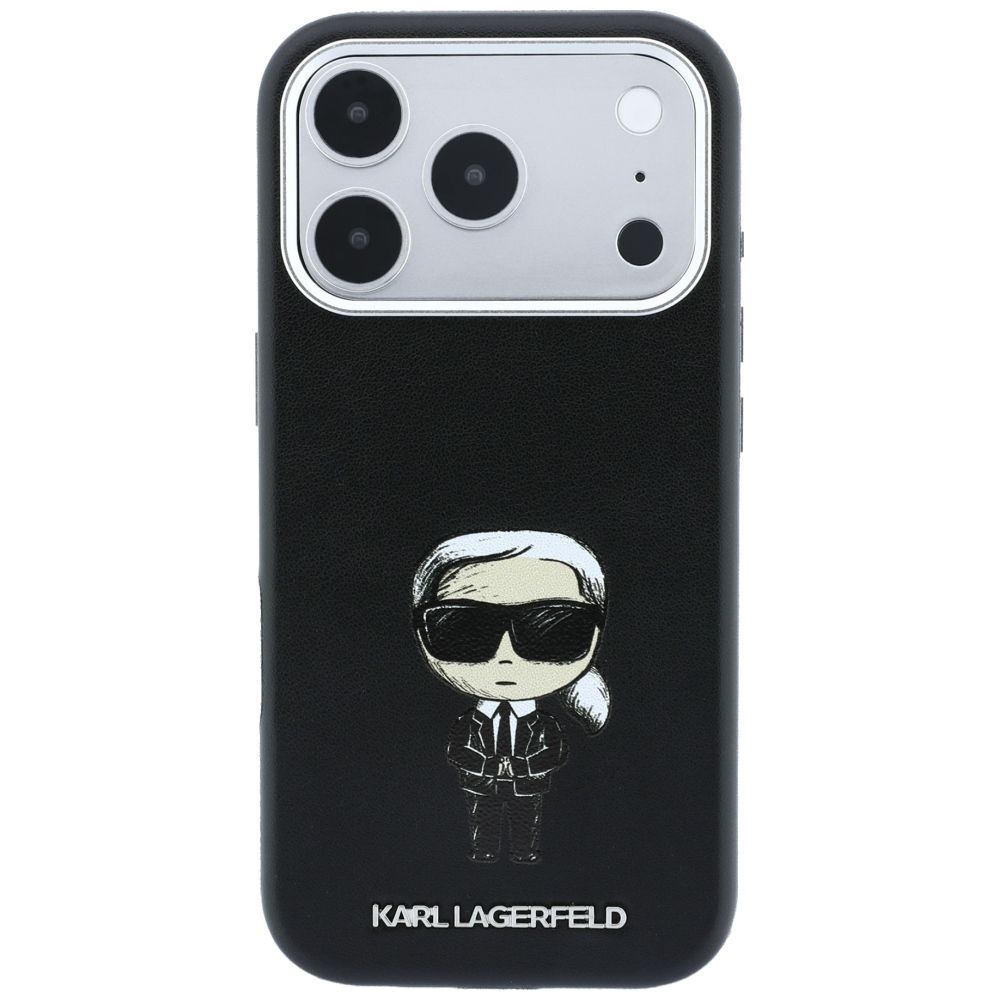 KARL LAGERFELD case for IPHONE 18 Pro/ 17 Pro compatible with MagSafe (Smooth Ikonik Sketch) black