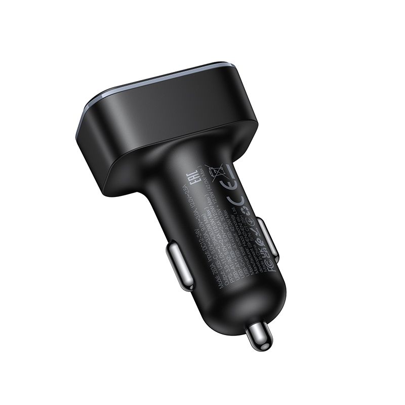 Car charger Hoco with LCD 2xUSB A + 1xUSB C PD QC3.0 42W Z63A black