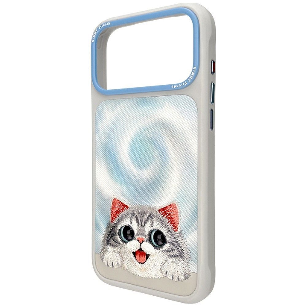 NIMMY case BIG EYED LYING SILVER SHADED CAT compatible with MagSafe for IPHONE 18 Pro/17 Pro black