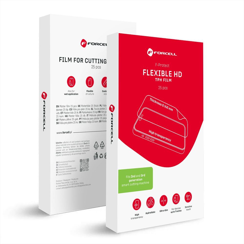 Cutting film for cutting machine 2nd and 3rd gen. Forcell F-Protect Flexible HD 196 x 125 mm 25 pcs transparent