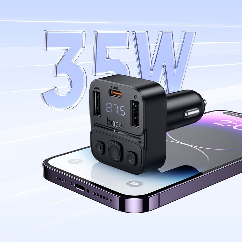 Car transmitter bluetooth Hoco USB A + USB C QC PD 35W E87 black