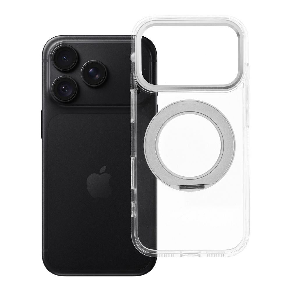 Case for iPhone 18 Pro / 17 Pro Frame Circle Stand compatible with MagSafe transparent