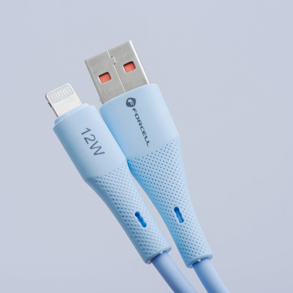 Cable USB A to Lightning Forcell F-Energy 2,4A 12W Silicone 1 m C343 blue