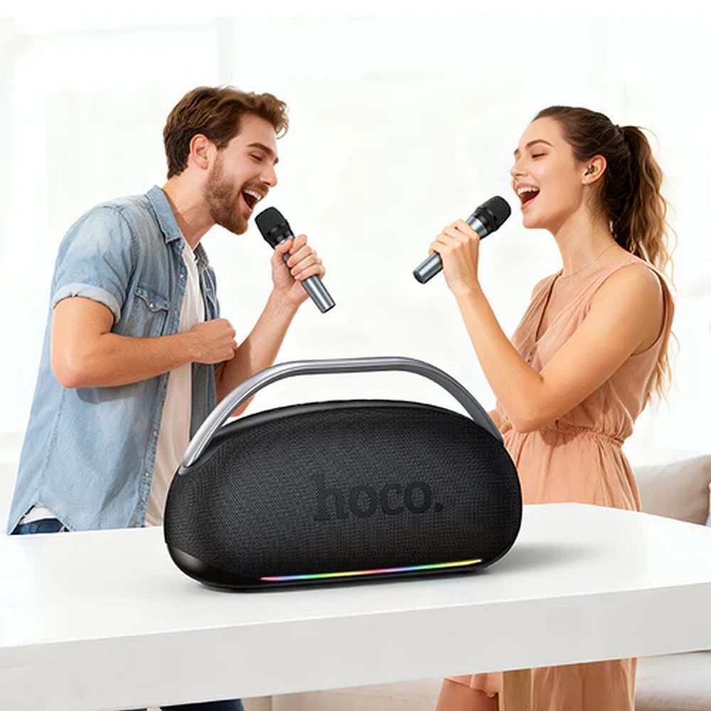 Wireless speaker 300W 8h + 2 x wireless microphons Hoco HT2 black