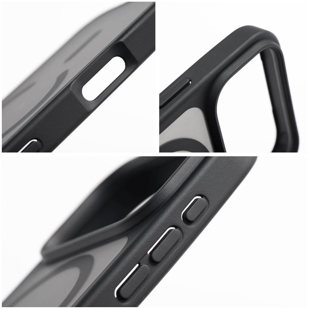 Case for iPhone 15 Pro Forcell F-Protect Smoke Hybrid Premium Lite compatible with MagSafe black