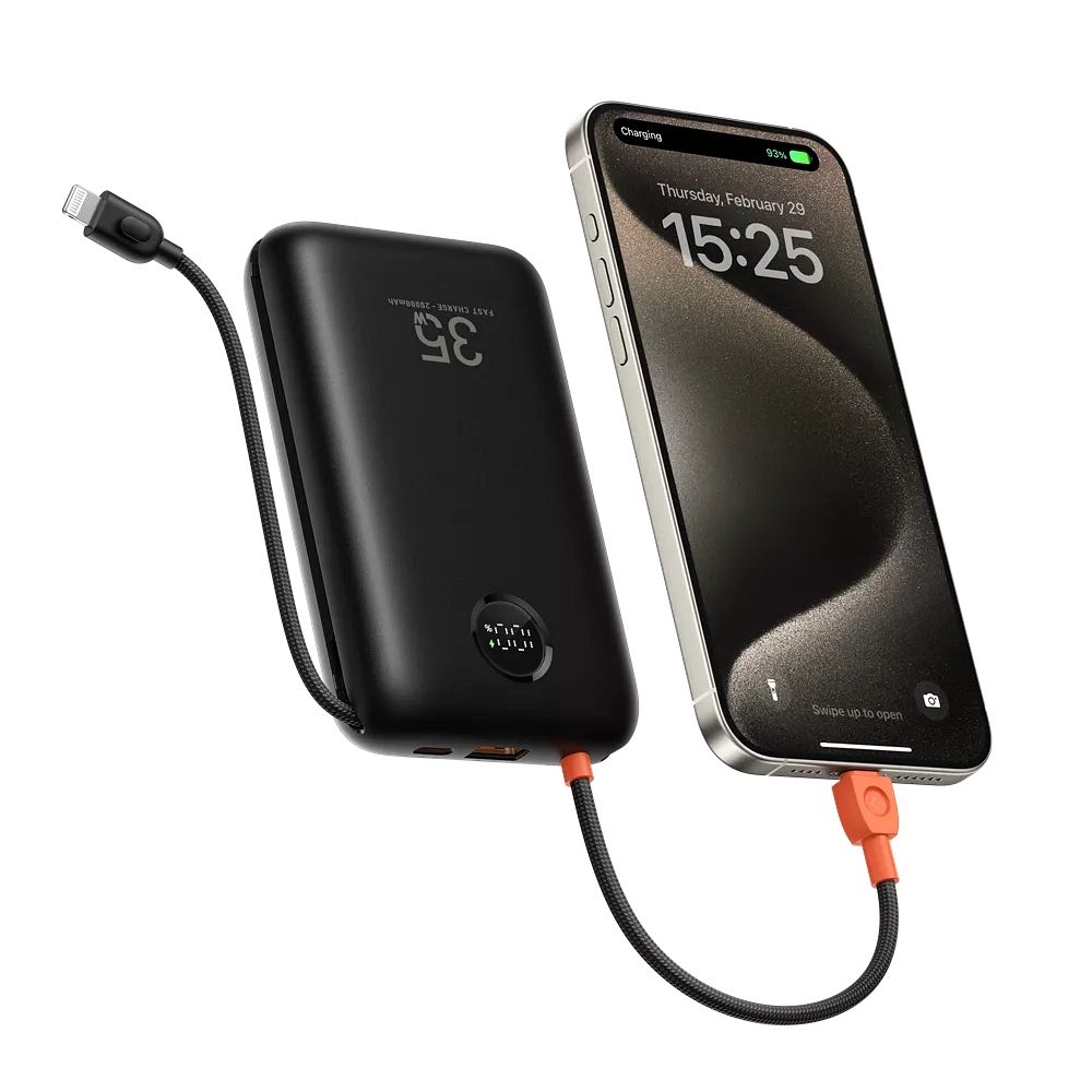 Powerbank Veger K2 (W2068) PD QC3.0 35W 20000 mAh with built-in Type C cables / Lightning black