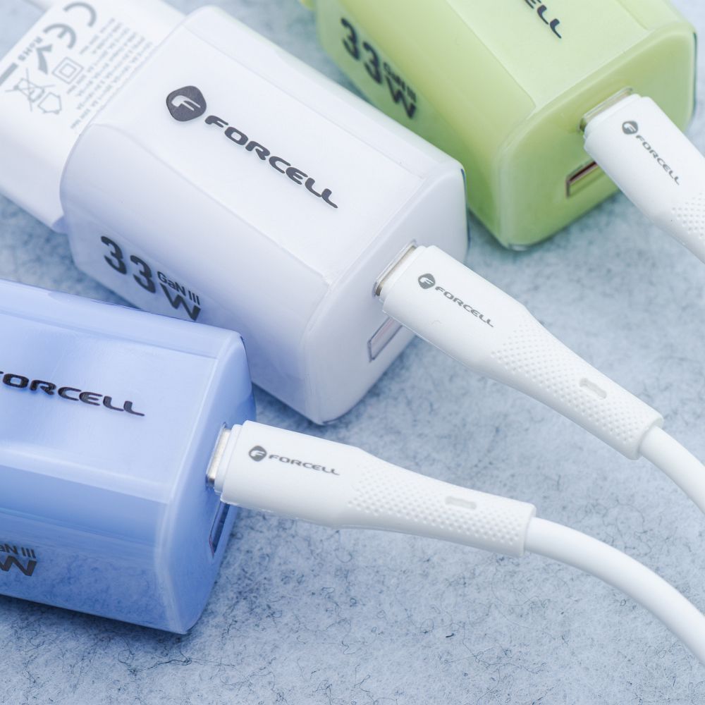 Kabel USB A do USB C Forcell F-Energy QC4.0 3A 66W Silicone 1 m C342 biały