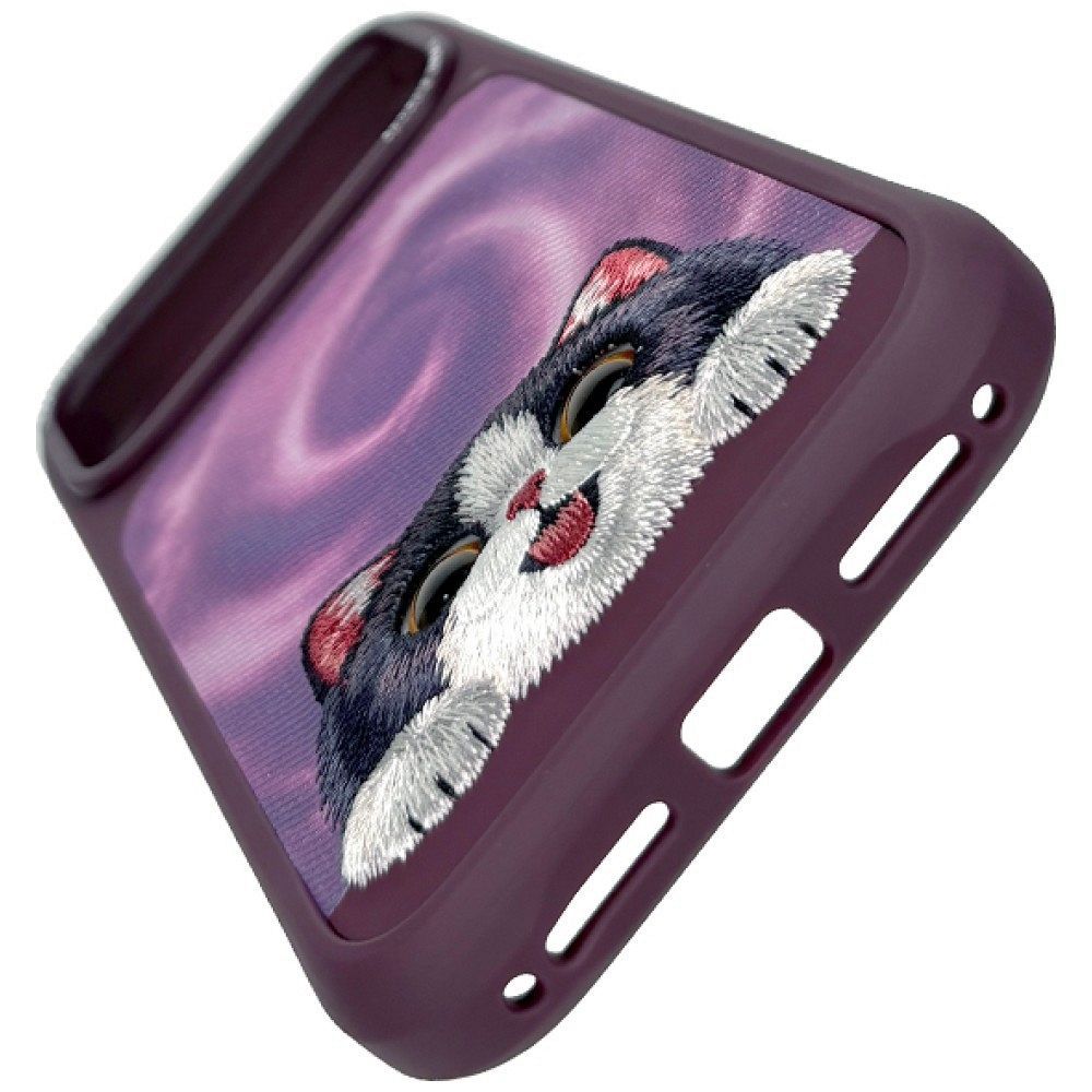 NIMMY case BIG EYED LYING CREAM CAT compatible with MagSafe for IPHONE 18 Pro/17 Pro purple