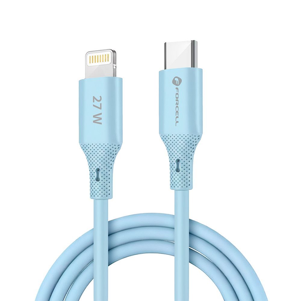 Cable USB C to Lightning Forcell F-Energy PD 3A 27W Silicone 1 m C346 blue