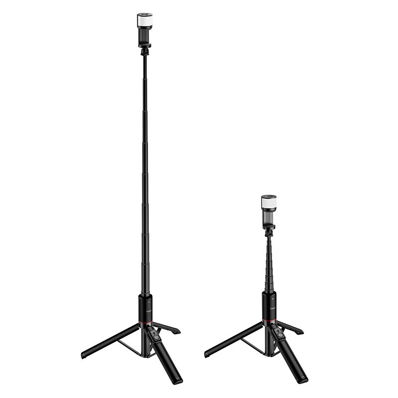 Selfie stick tripod with remote control + LED light Hoco K34 black