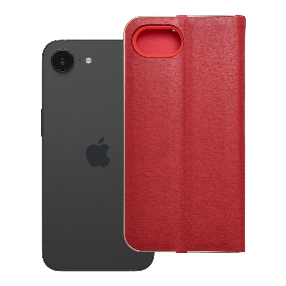Flip case for iPhone 16e (SE 4 2025) Luna Book Gold red