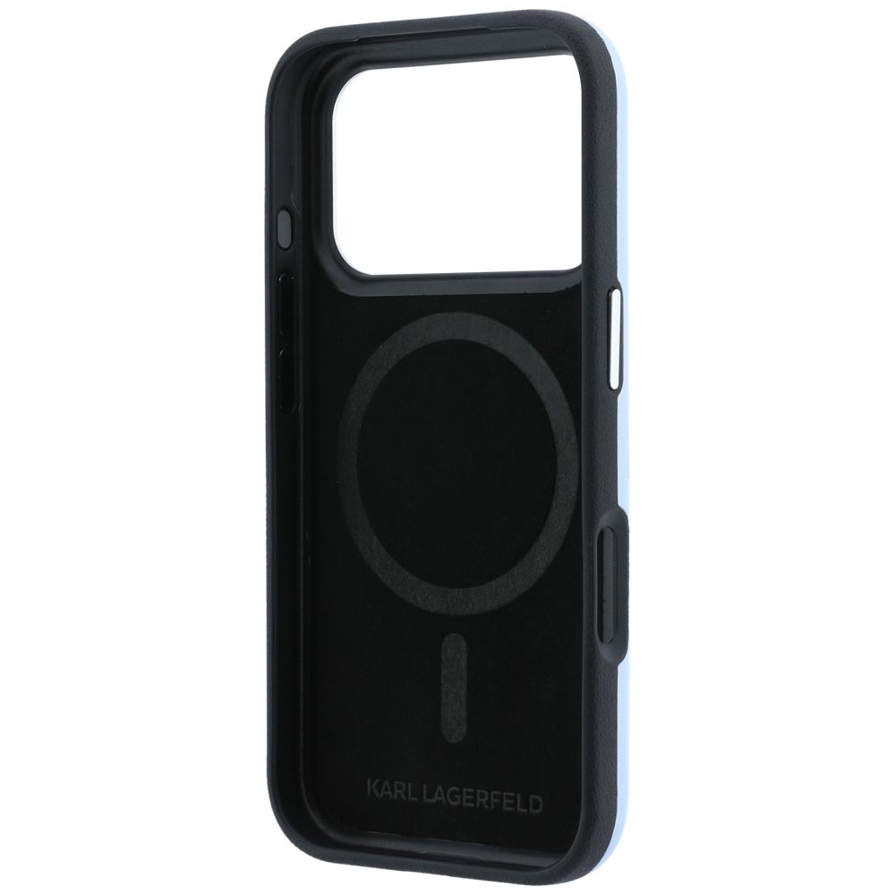 KARL LAGERFELD case for IPHONE 18 Pro/ 17 Pro compatible with MagSafe (Smooth Ikonik Sketch) light blue