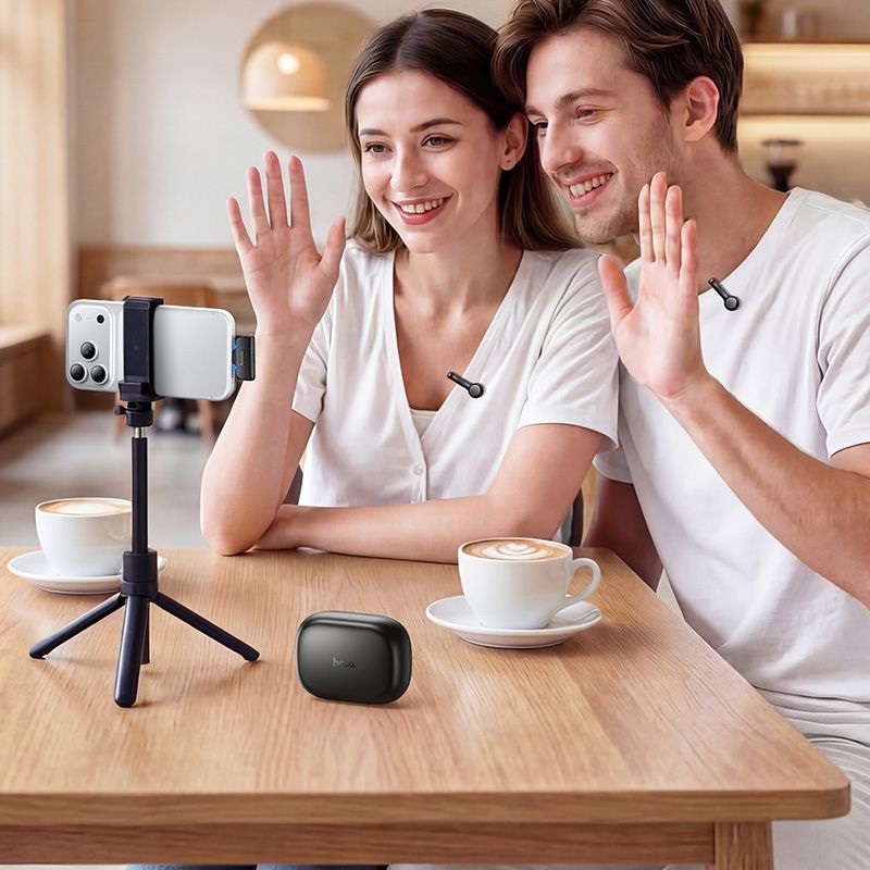 Wireless lavalier microphone USB C Hoco L27 black