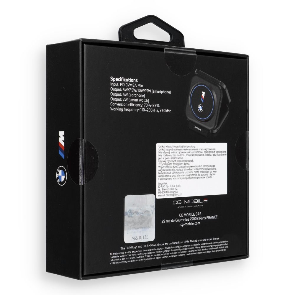 Wireless charger 3in1 BMW M Qi2 15W Print Logo blue