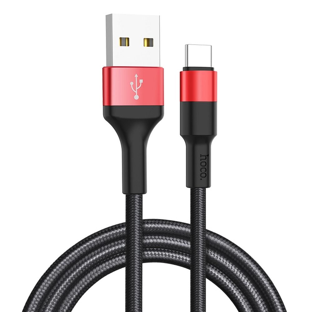 Kabel USB A do USB C Hoco 2A 1 m X26 czarno czerwony