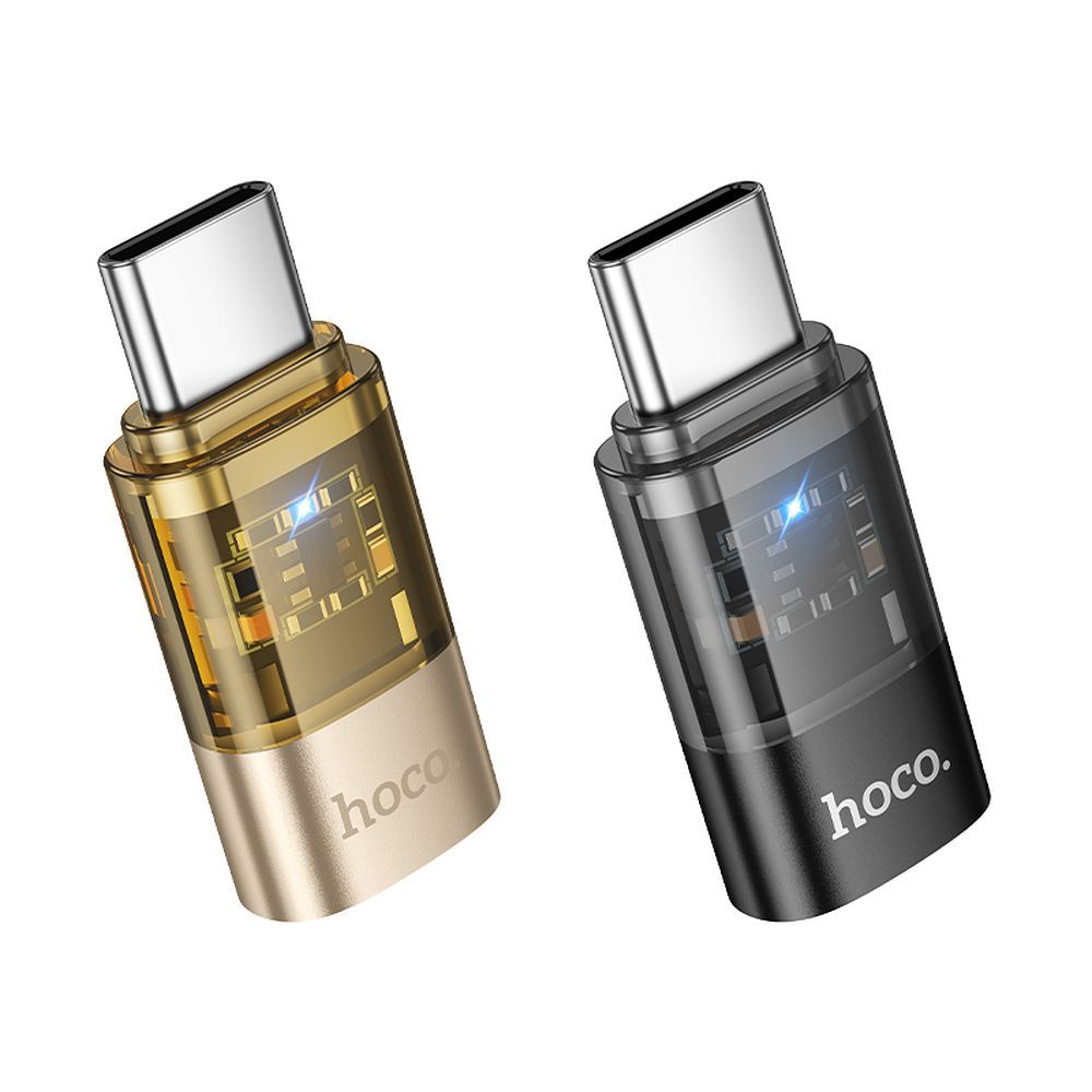 Adapter USB C do Lightning Hoco UA36D transparentny złoty