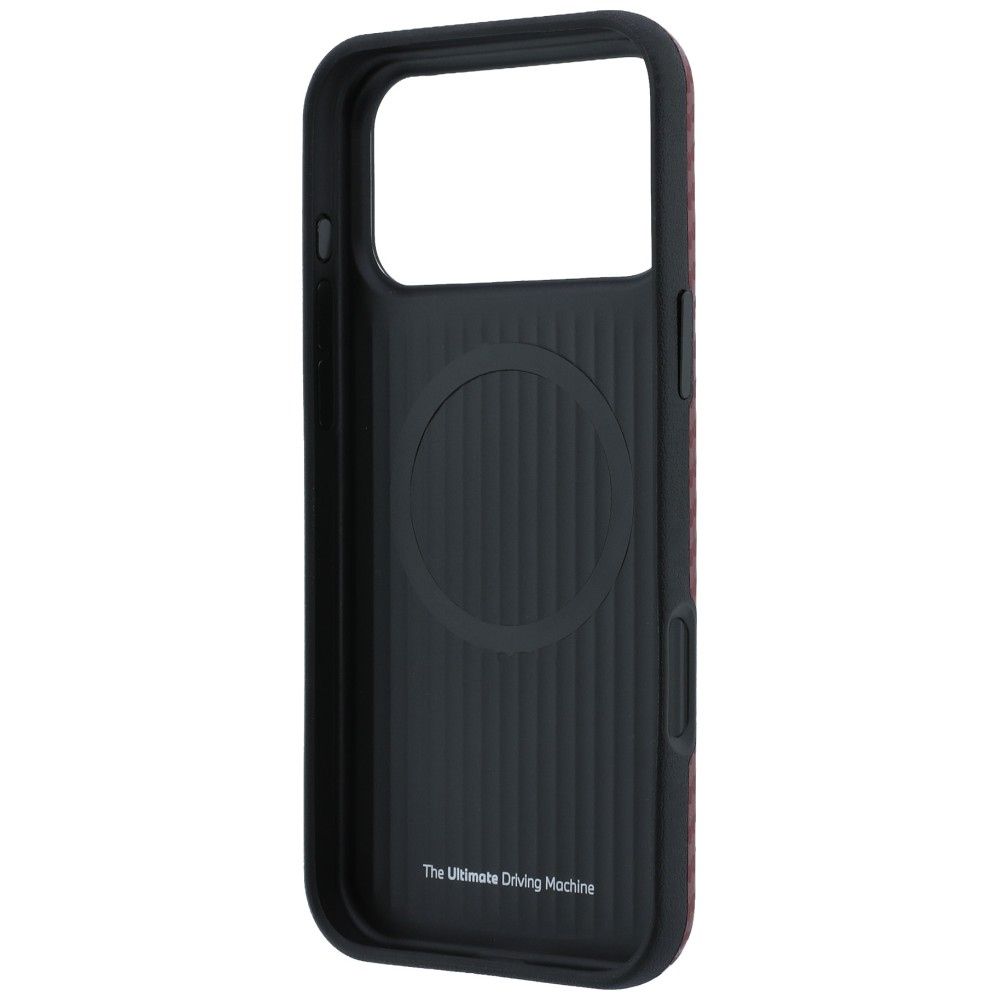 BMW case for IPHONE 18 Pro/17 Pro compatible with MagSafe (Carbon Metal Logo) burgundy