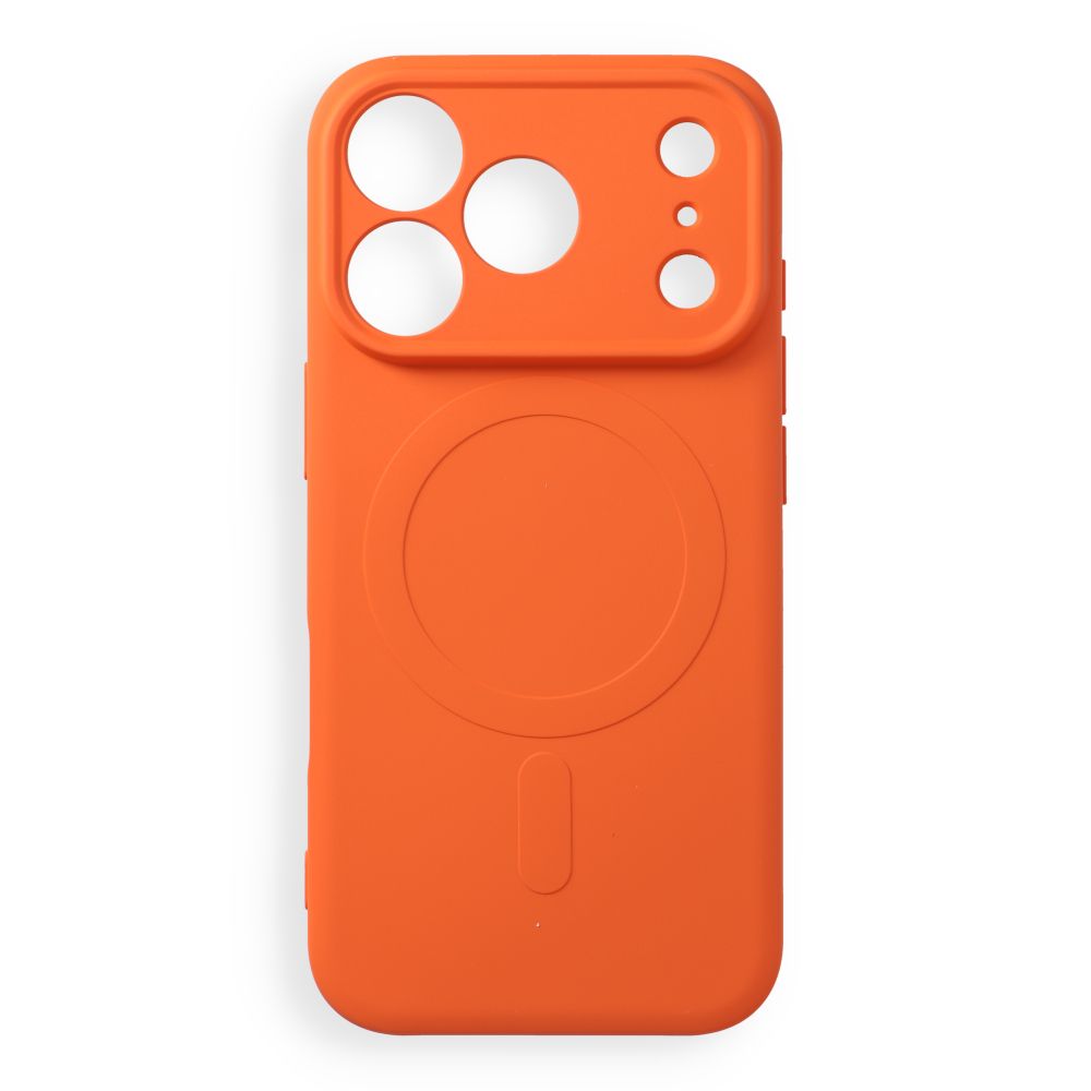 Case for iPhone 18 Pro / 17 Pro Silicone Mag Cover compatible with MagSafe (camera protection) orange