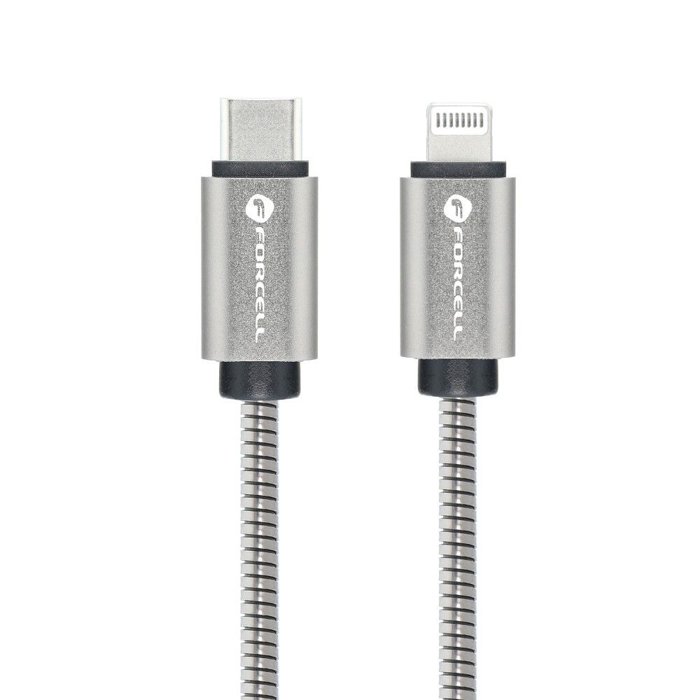 Kabel USB C do Lightning Forcell F-Energy PD 3A 27W Metal 1 m C238 srebrny