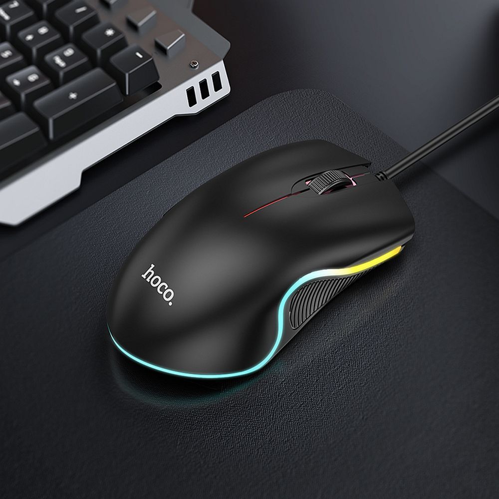 Wire gaming mouse Hoco USB A 1000 dpi with flashing light GM19 black