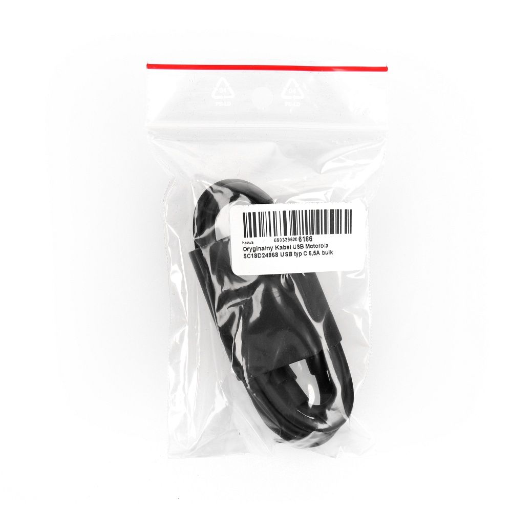 MOTOROLA oryginalny kabel Typ C do Typ C 6,5A SC18D24968 1 m czarny bulk