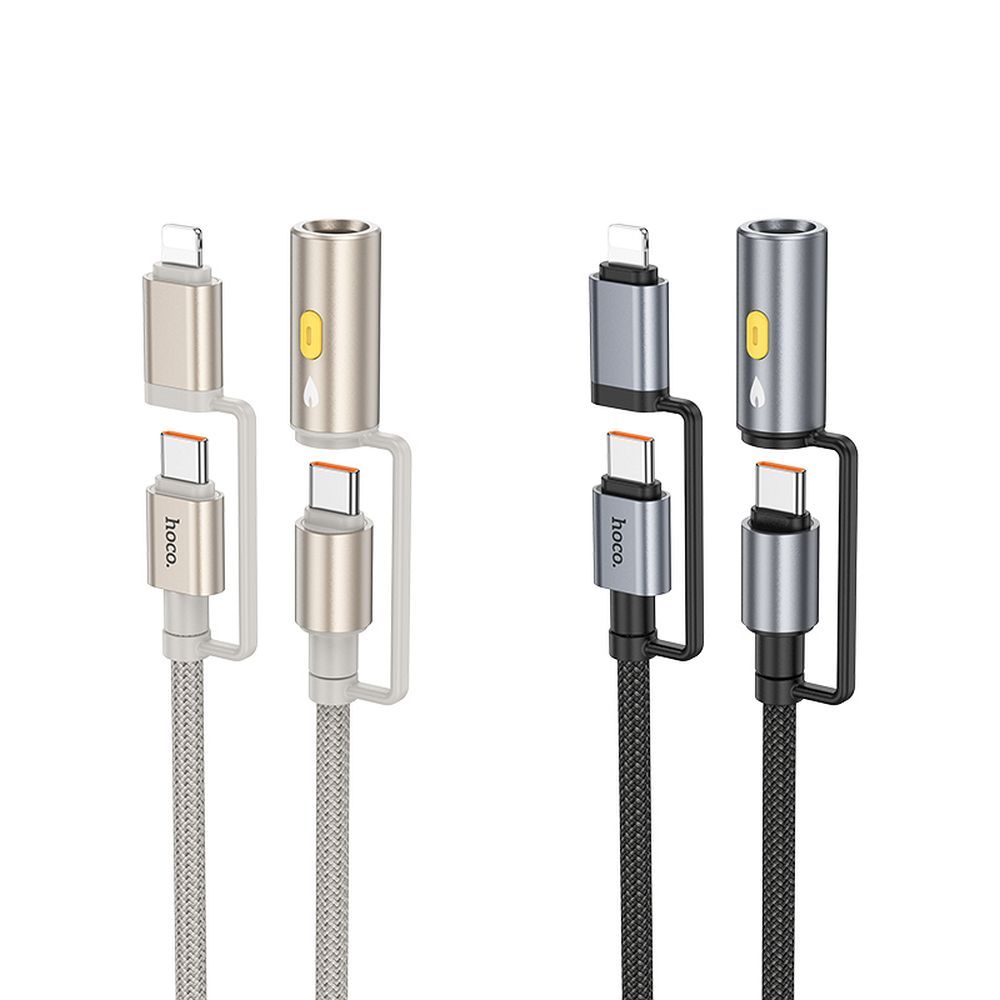 Cable All-in-one USB C / Lightning to USB C / Cigarette lighter Hoco PD 3A 60W 1,2 m U138 black