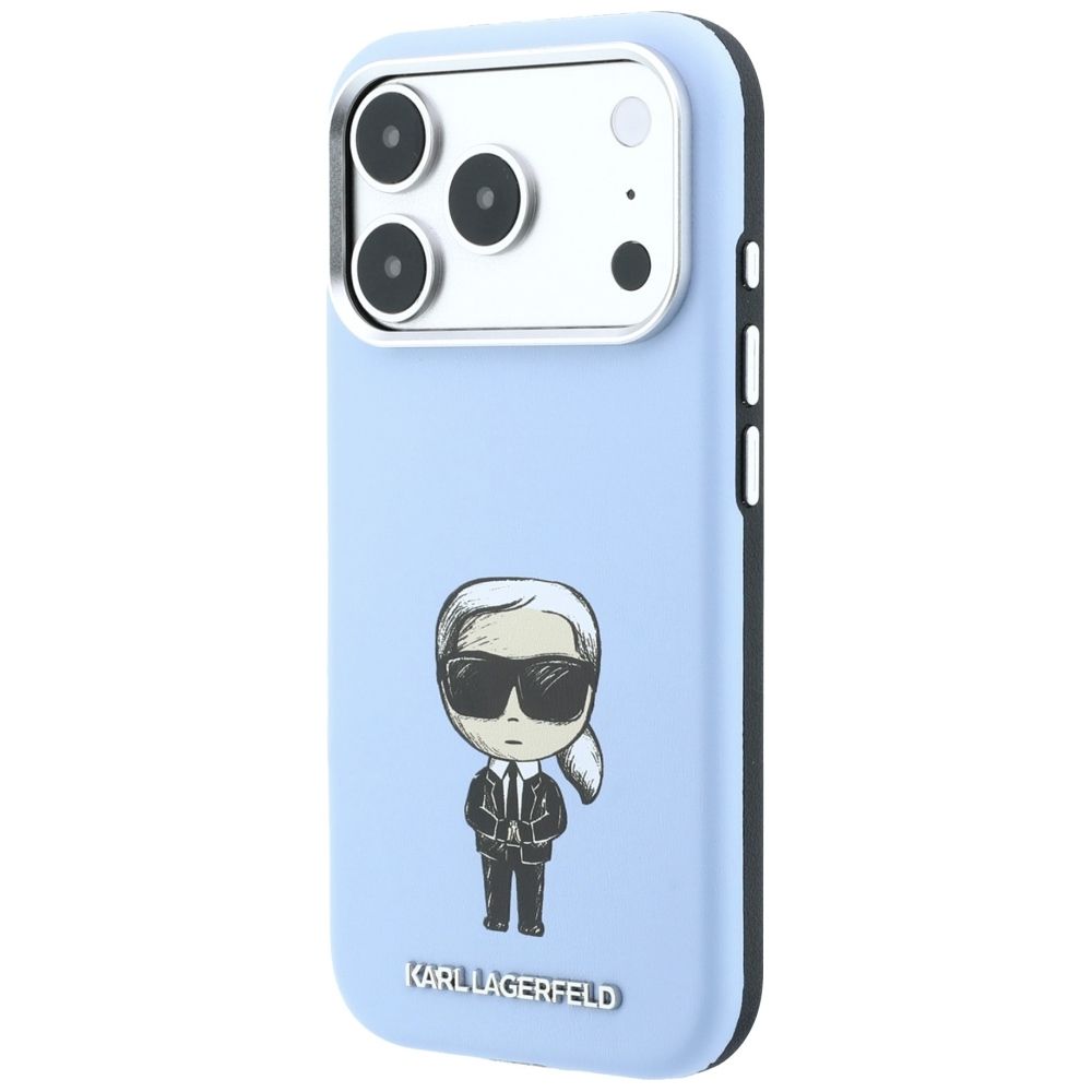 KARL LAGERFELD case for IPHONE 18 Pro/ 17 Pro compatible with MagSafe (Smooth Ikonik Sketch) light blue