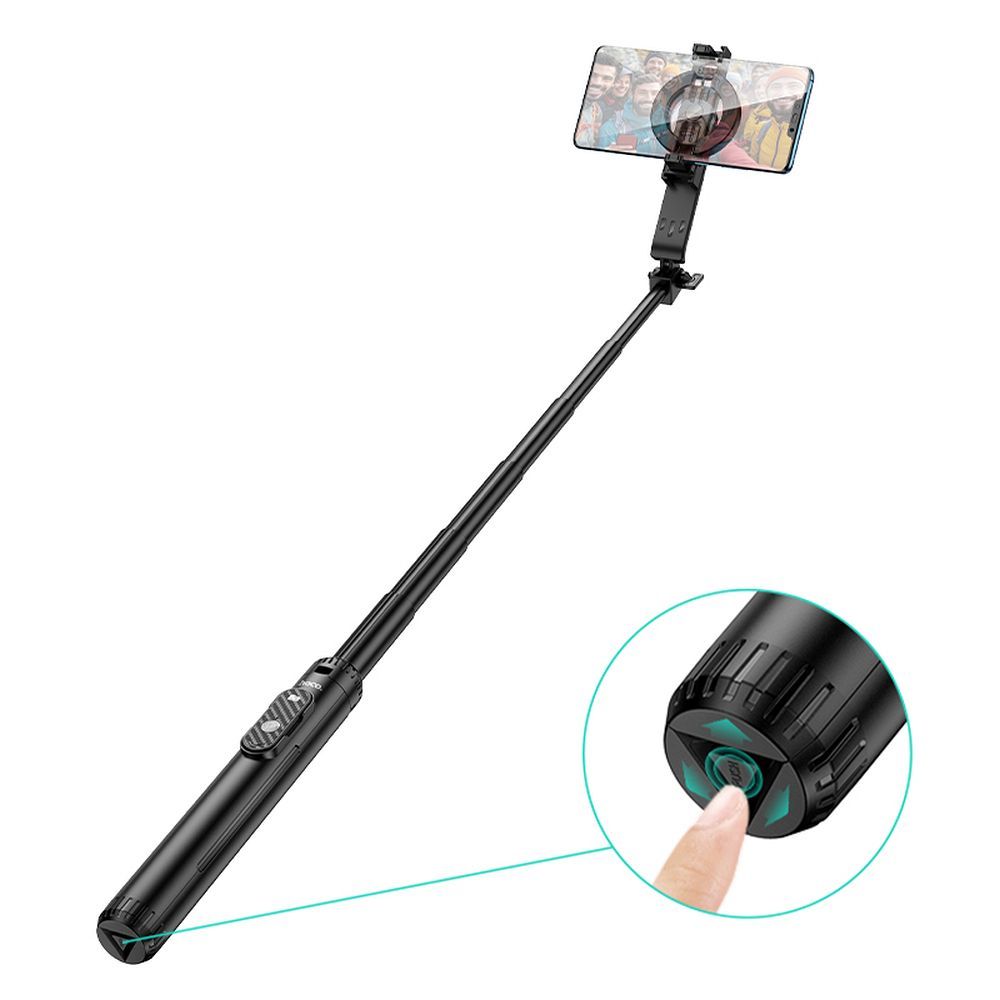 Selfie stick Hoco tripod z pilotem bezprzewodowym magnetyczny K25 czarny