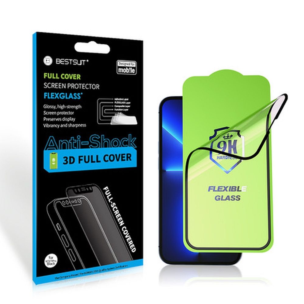 5D Full Glue Hybrid Glass for Samsung S25 ULTRA Bestsuit Flexible (Fingerprint Reader Compatible) black