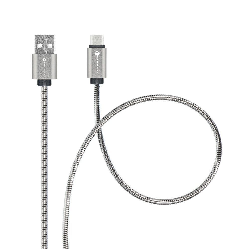 Kabel USB A do USB C Forcell F-Energy QC3.0 66W Metal 1 m C234 srebrny