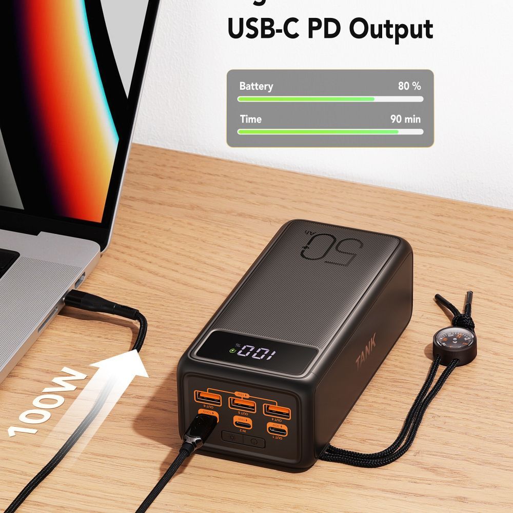 VEGER powerbank 56000 mAh PD QC3.0 5A 130W Tank Boost (W5001C) czarny