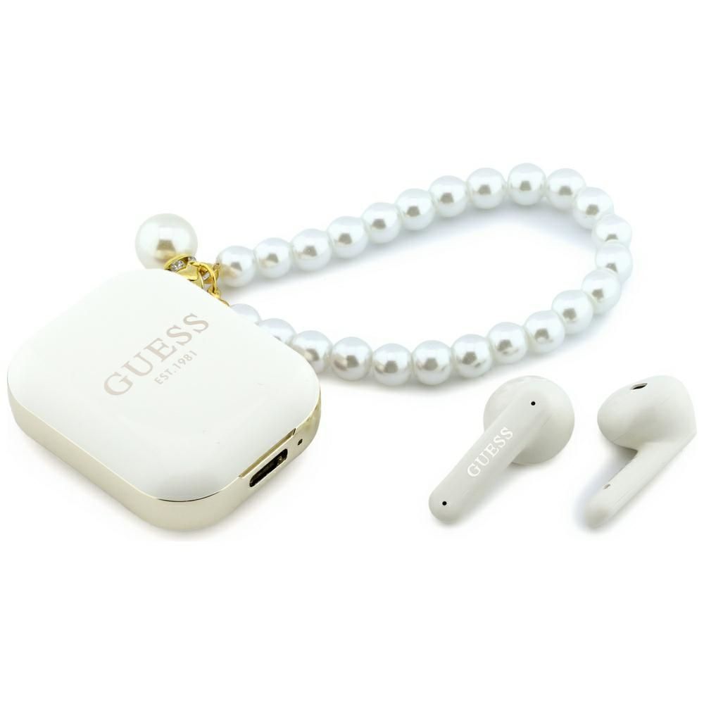 Wireless earphone GUESS TWS Pearl Strap GUE005327 white