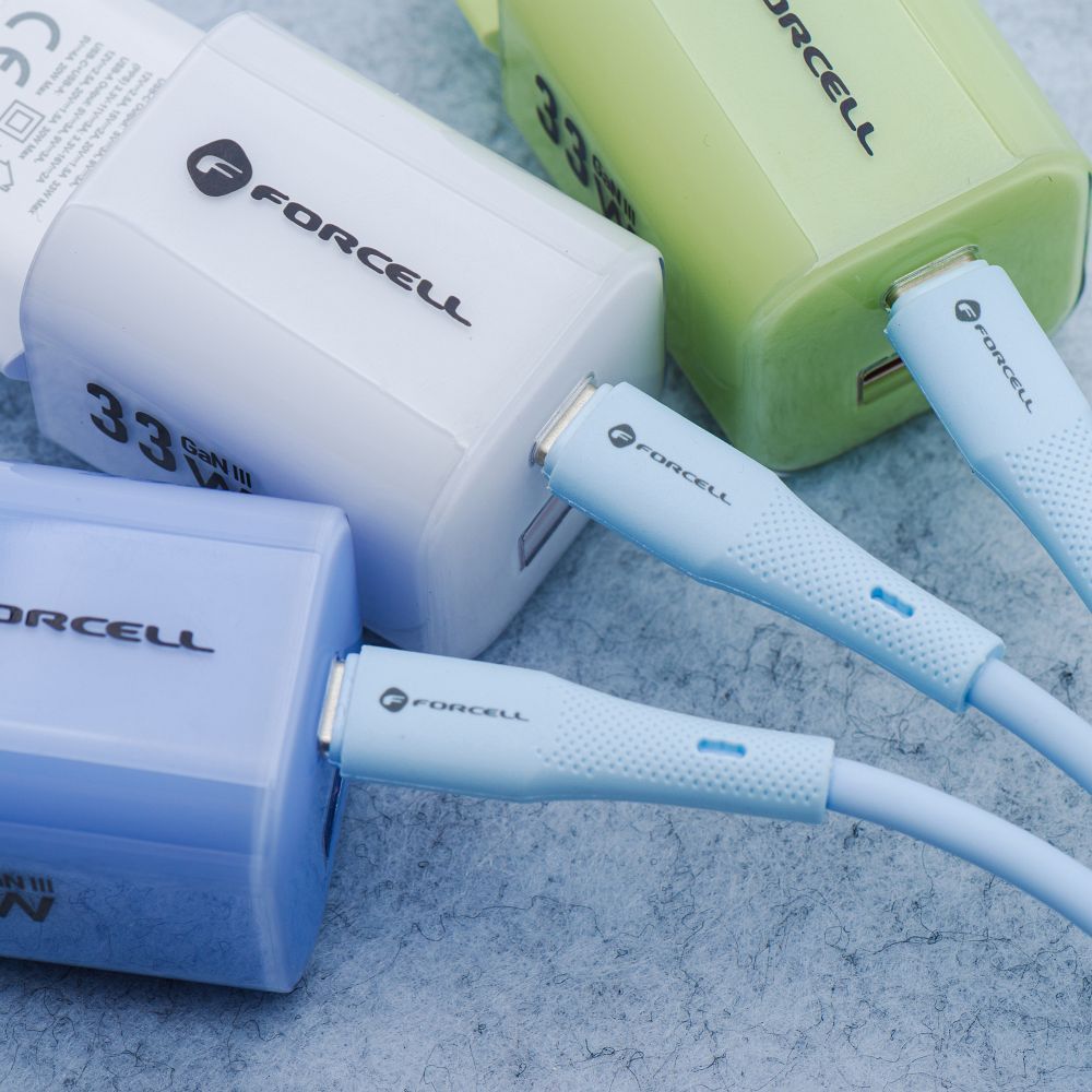 Cable USB C to USB C Forcell F-Energy QC4.0 PD 3A 60W Silicone 1 m C344 blue
