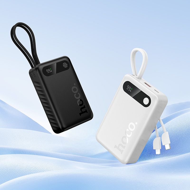 Powerbank 10000 mAh QC PD 2A 22,5W with built-in cables USB C + Lightning Hoco J171 Edge white
