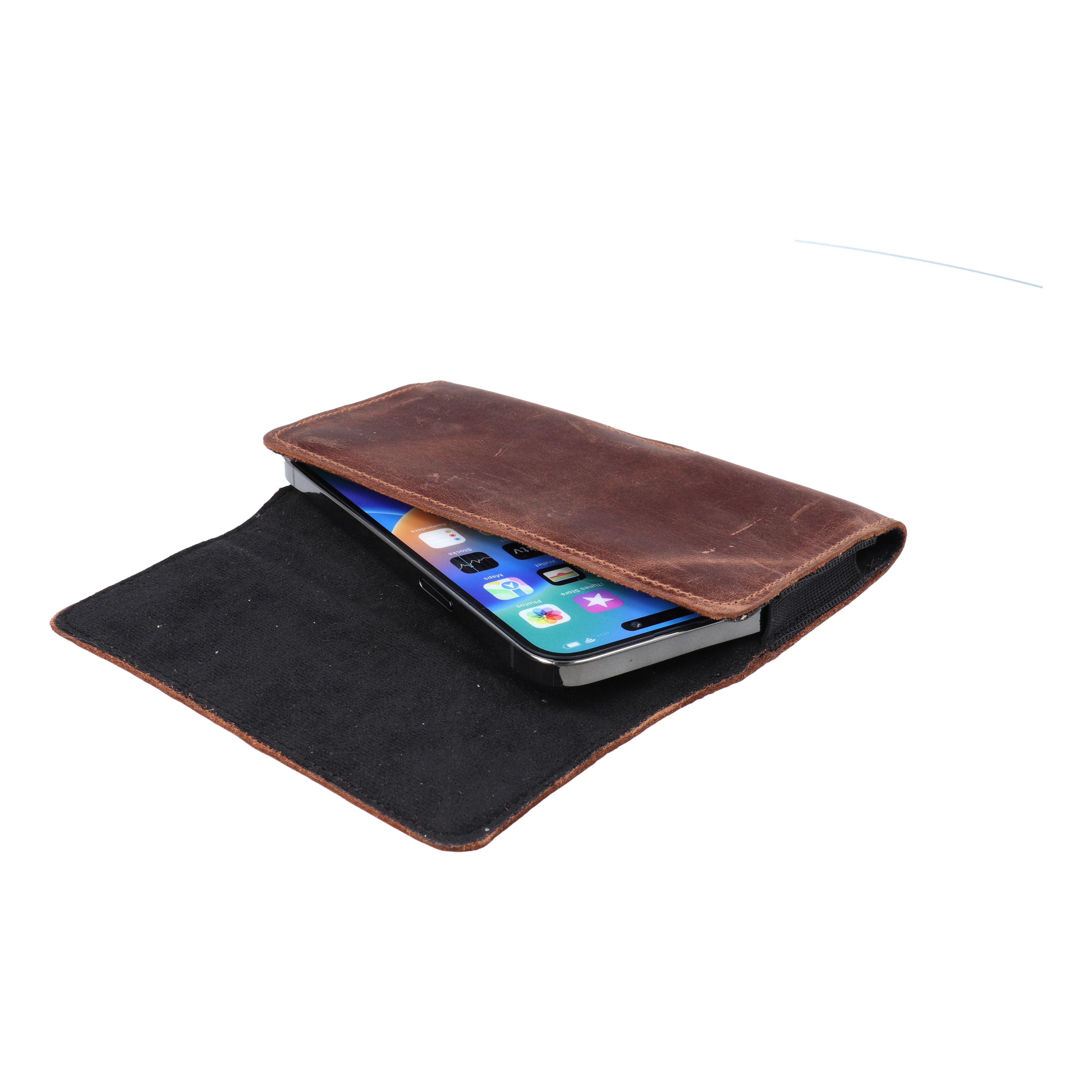 ROYAL Crazy Horse - Leather universal belt holster / brown - Size 2XL - for SAMSUNG A21s / S20 ULTRA / S21 ULTRA / A70 / A71 / XIAOMI REDMI 9 / HUAWEI P SMART PRO