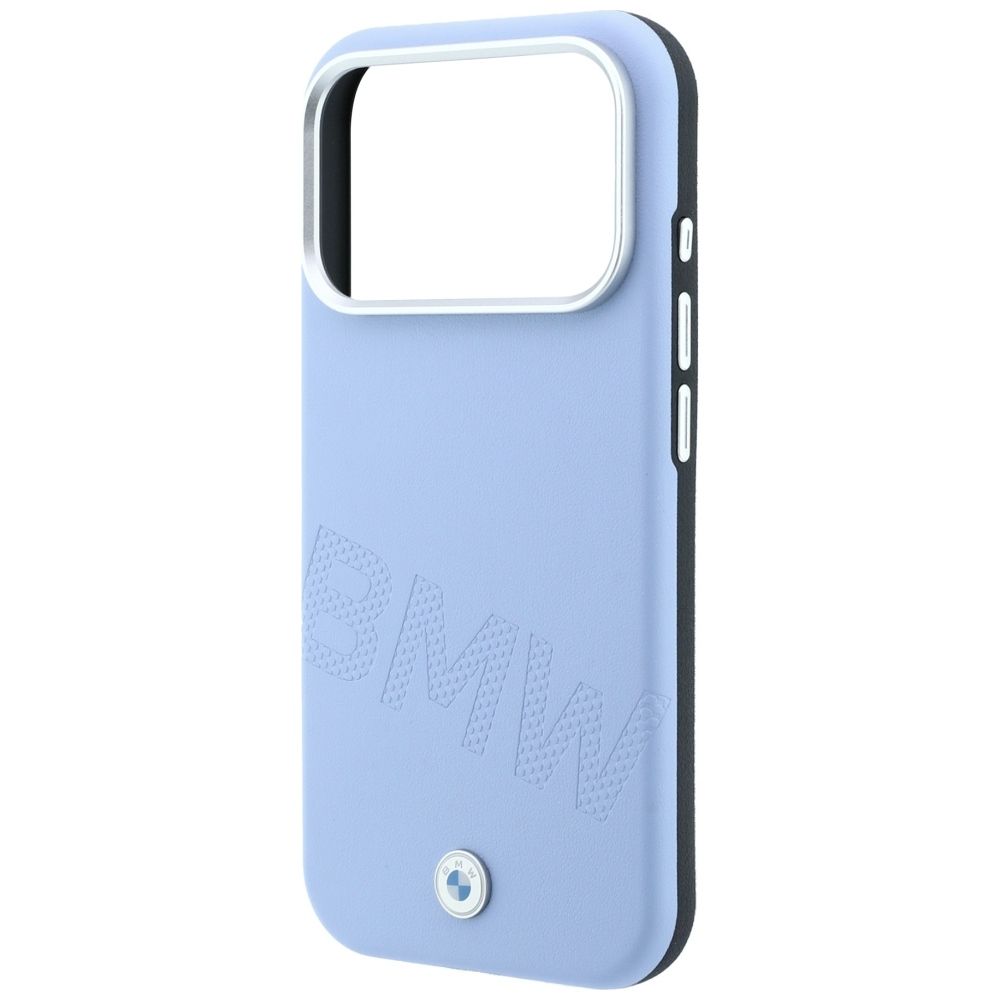 BMW case for IPHONE 18 Pro/17 Pro compatible with MagSafe (Sign Inclined Deboss Letters) blue