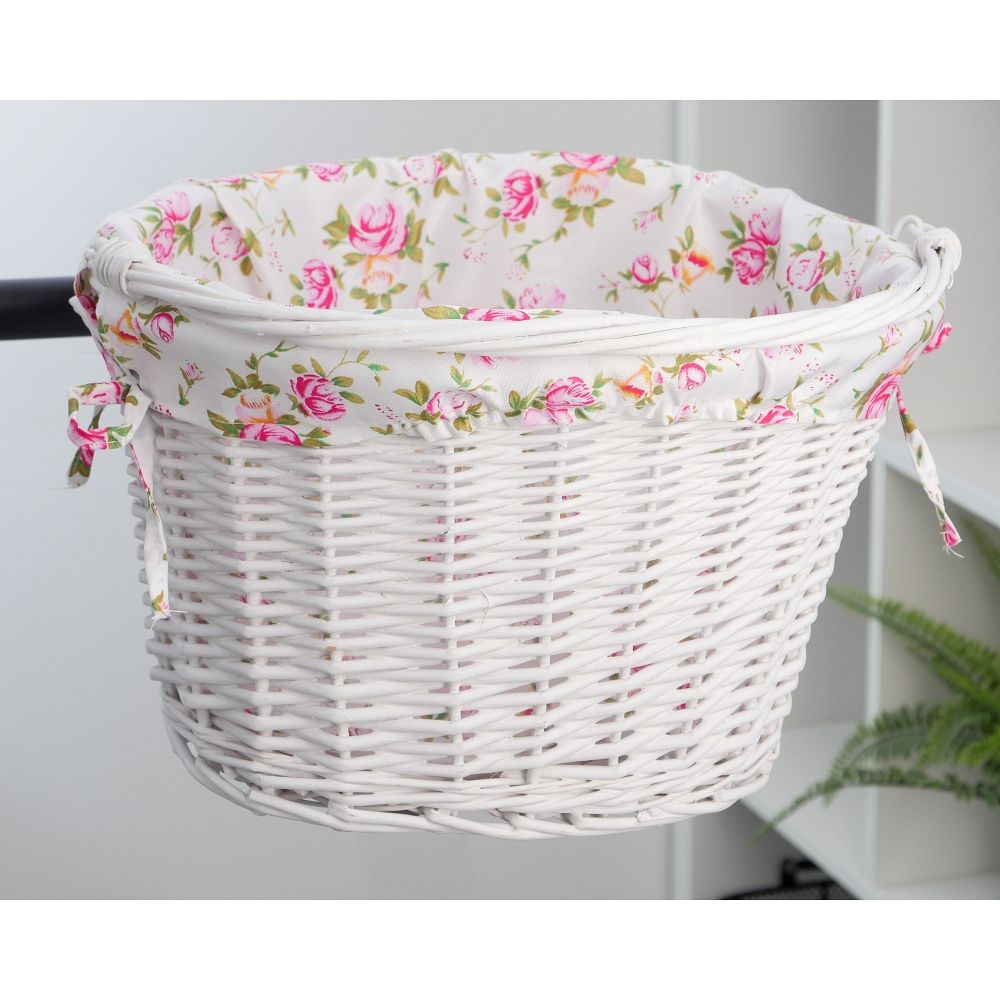 Koszrowerowy z wikliny z materiałową wyściółką FSBKT-037-1 biały