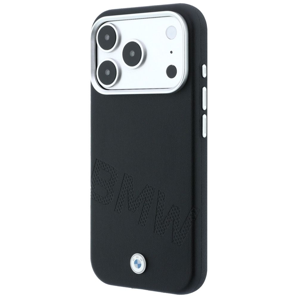 BMW case for IPHONE 18 Pro/17 Pro compatible with MagSafe (Sign Inclined Deboss Letters) black