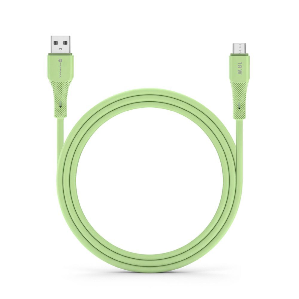 Cable USB A to Micro USB Forcell F-Energy QC3.0 2,4A 18W Silicone 1 m C341 green