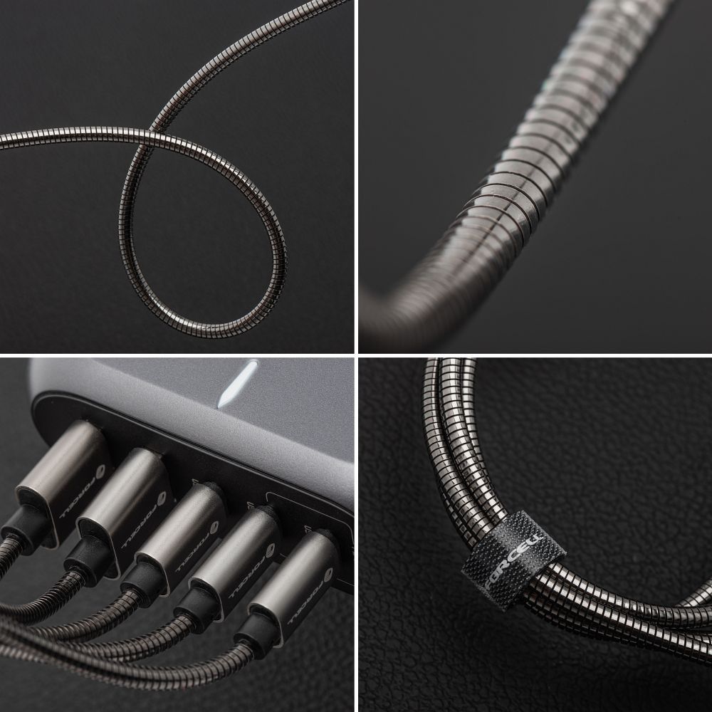 Kabel USB A do Lightning Forcell F-Energy 2,4A 12W Metal 2 m C236 srebrny