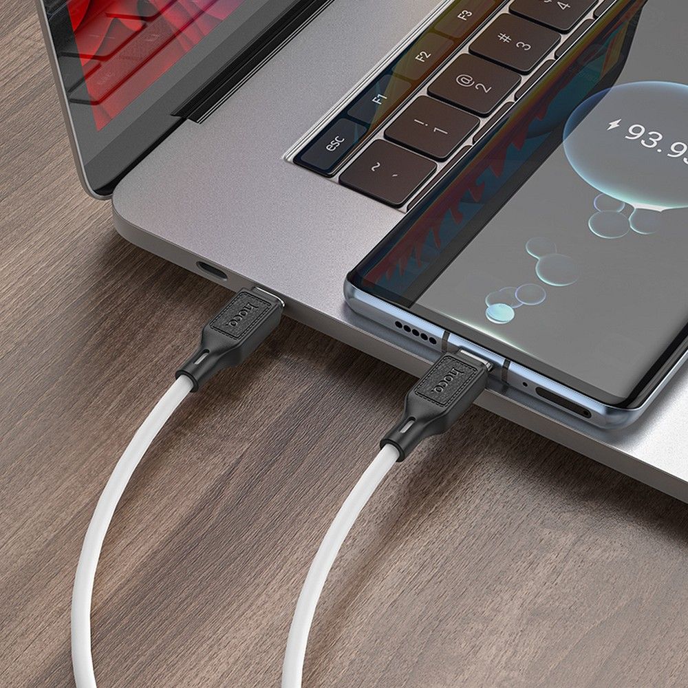 Kabel USB C do USB C Hoco 3A 60W 1 m X90 biały