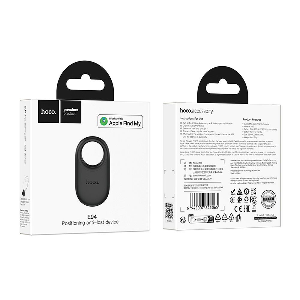 Locator compatible with Apple Find My Hoco E94 black