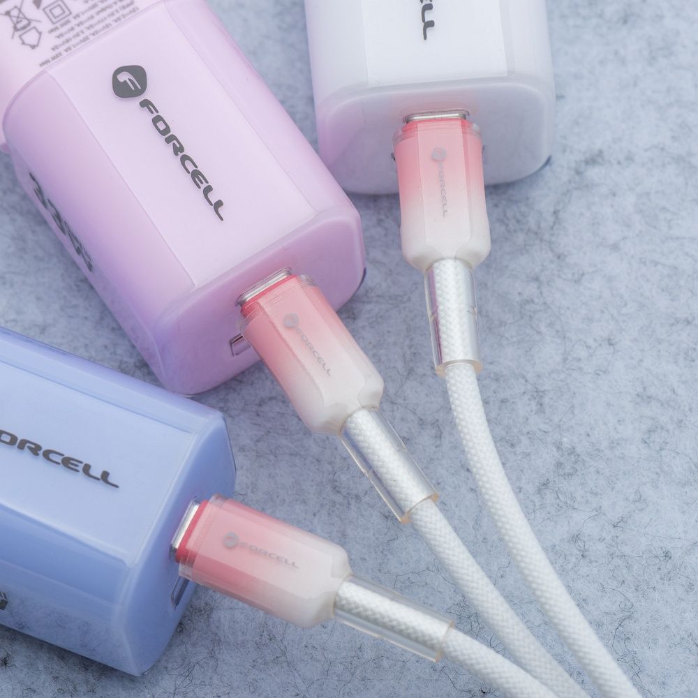Cable USB C to USB C Forcell F-Energy QC4.0 PD 5A 100W Gradient 1 m C357 white