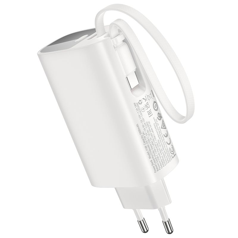 Powerbank 5000 mAh QC PD 20W 2A with built-in cable USB C Hoco J148 white