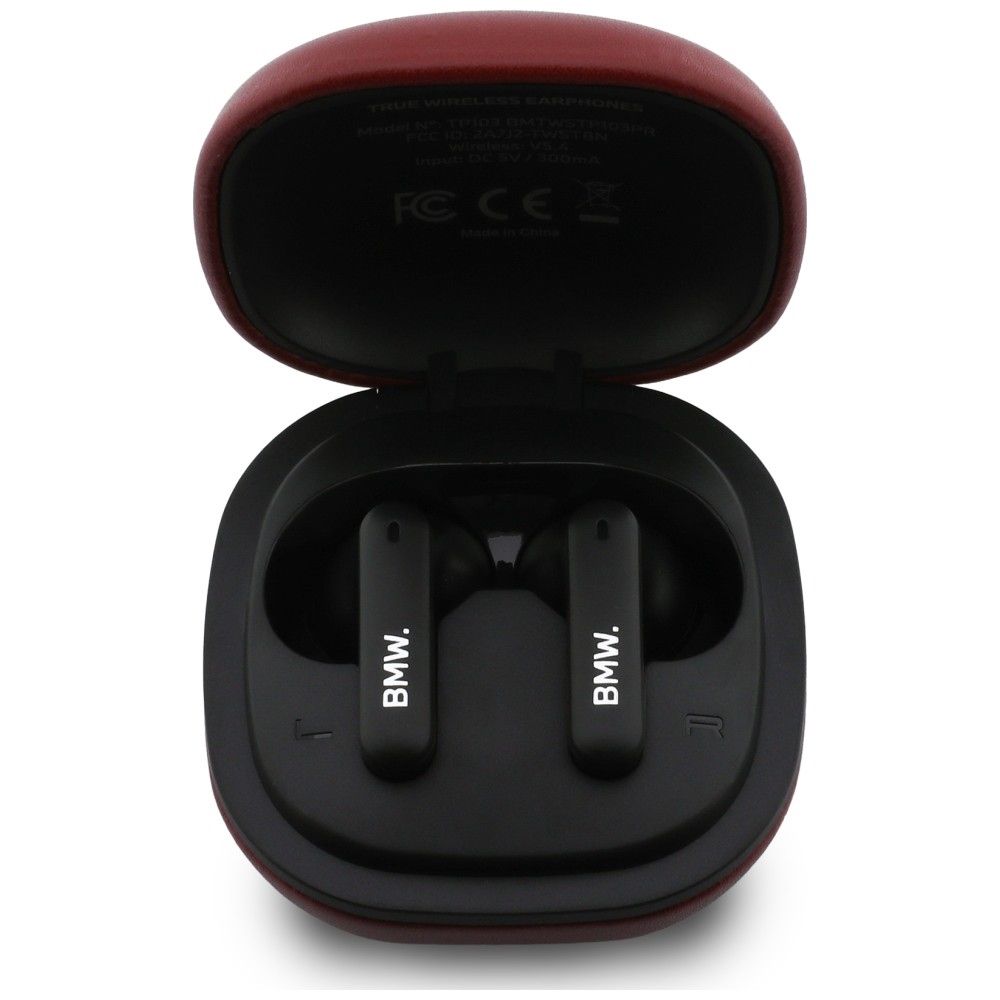 Wireless earphone ENC BMW TWS Leather Metal Logo BMW001139 red