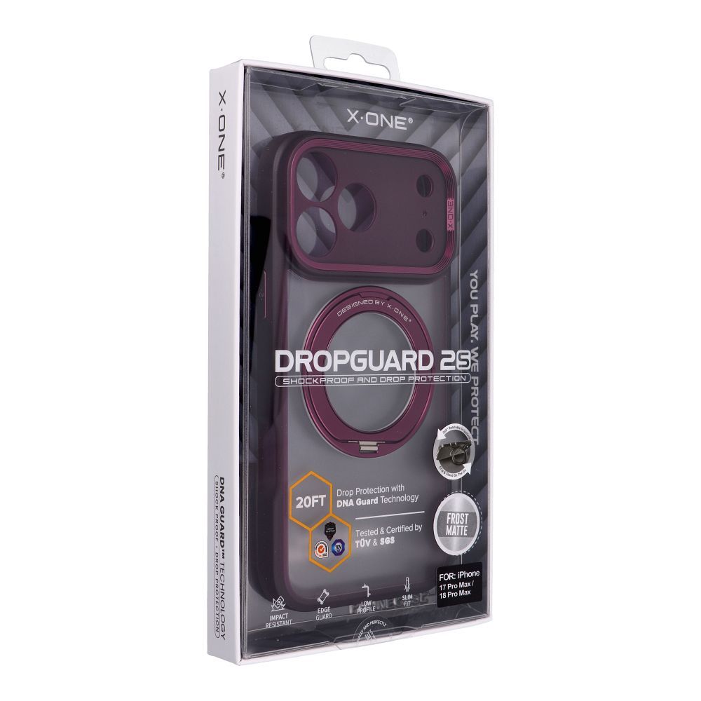 X-ONE Dropguard 2S (stand edition) compatible with MagSafe for iPhone 18 Pro Max / 17 Pro Max dark cherry