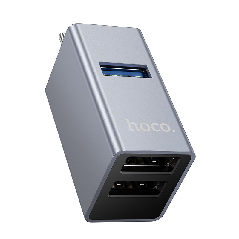 Adapter 3in1 (USB 2.0 x 2+USB 3.0) USB-C Hoco HB54 szary