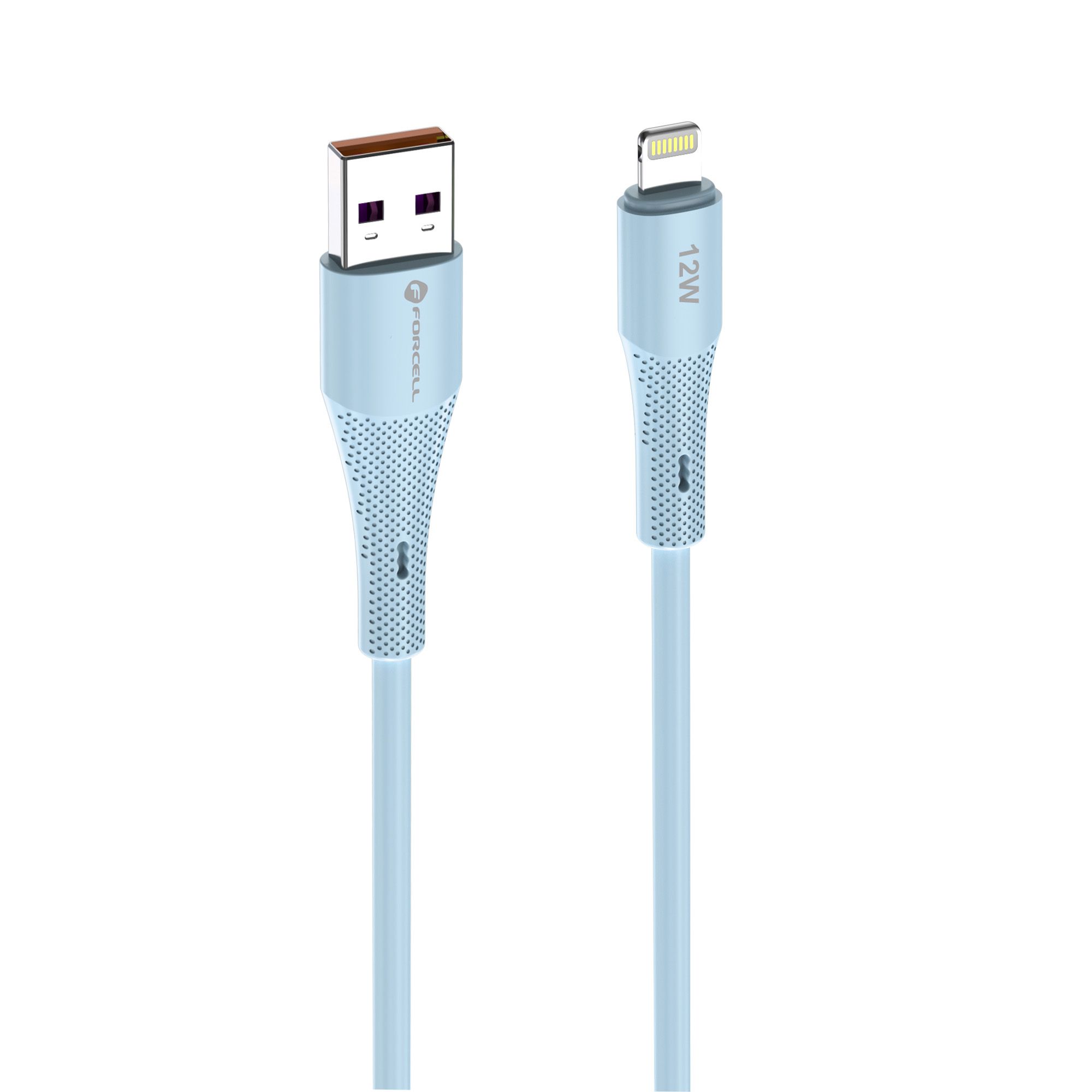 Cable USB A to Lightning Forcell F-Energy 2,4A 12W Silicone 1 m C343 blue