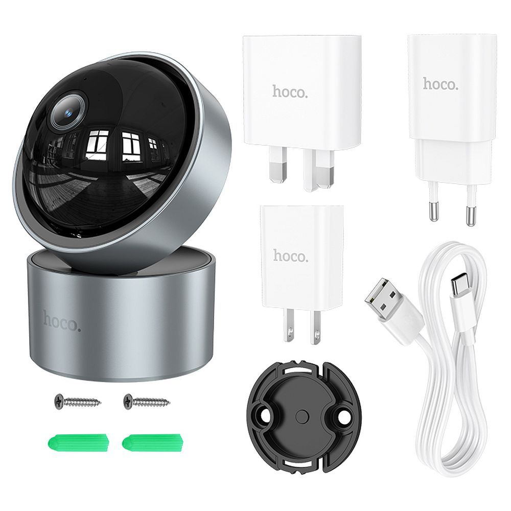 Indoor camera Hoco adjustable in two planes 3MP Full HD D5 silver