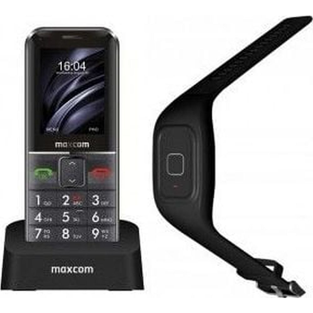 MAXCOM telefon dla seniora + opaska SOS MM735 czarny